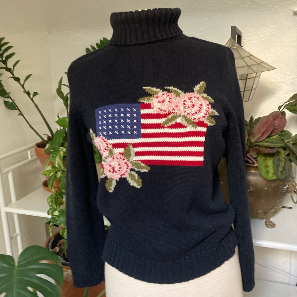 American Flag Turtleneck Sweater